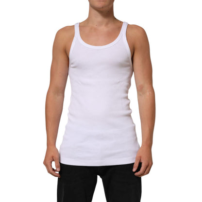 Dolce & Gabbana White Sleeveless Round Neck Tank Top T-shirt
