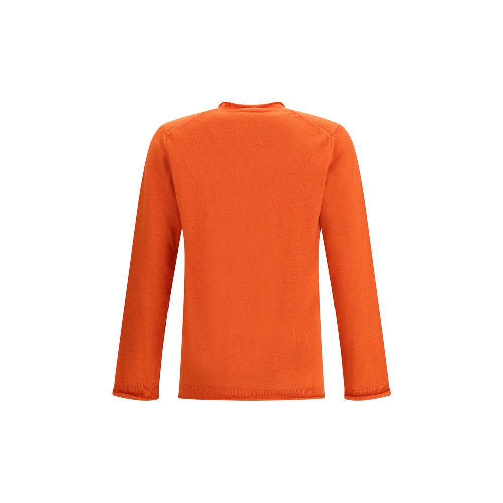 Comme Des Garçons Orange Wool Sweatshirt with long sleeves, ribbed knit detail for texture, ideal for contemporary elegance.