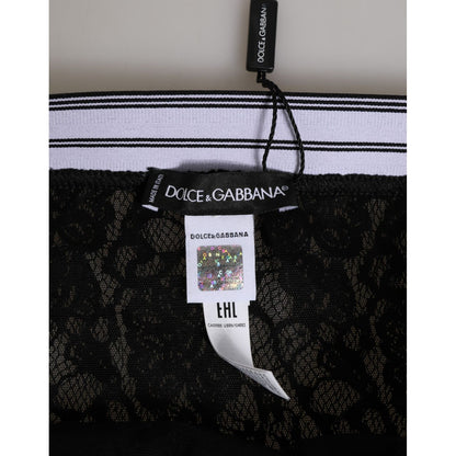 Dolce & Gabbana Black Lace Slip Brief Logo Waistband Underwear