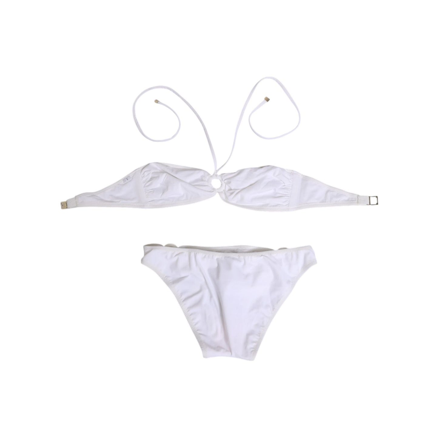Dolce & Gabbana White Logo Swimsuit 2 Piece Top Bottom Swimwear
