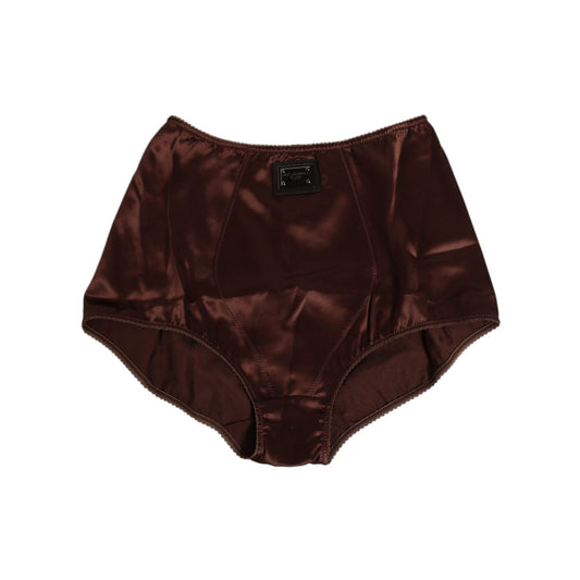 Dolce & Gabbana Brown Silk Stretch High Waist Girdle Underwear