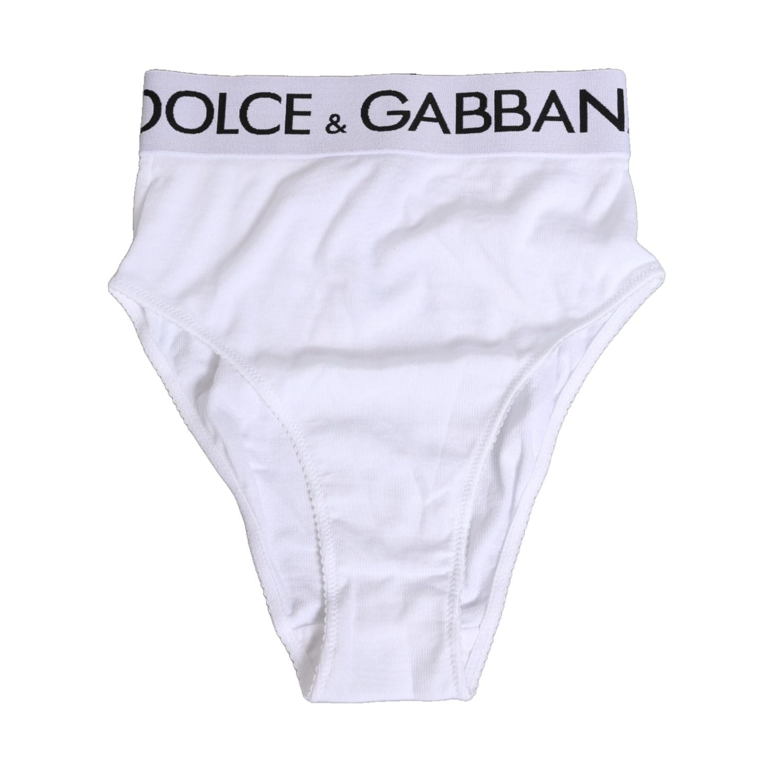 Dolce & Gabbana White Cotton Stretch High Waist Panty Underwear