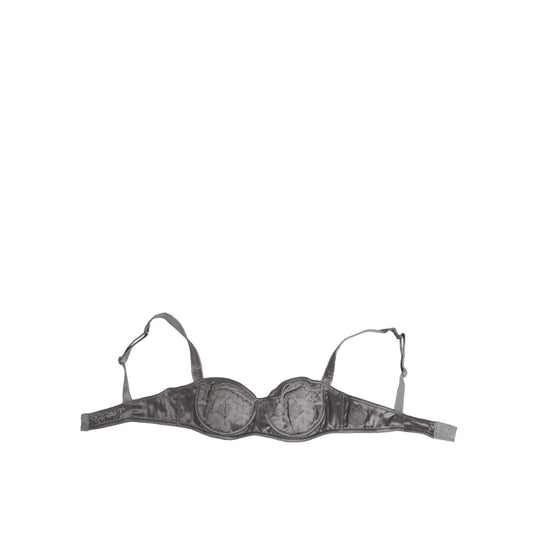Dolce & Gabbana Gray Silk Underwired Balconette Bra Underwear