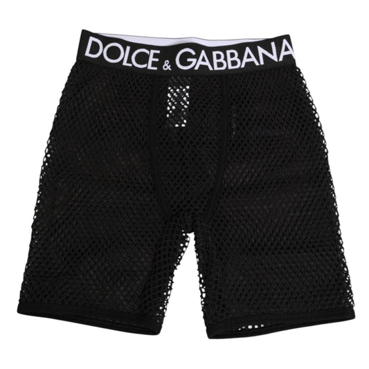 Dolce & Gabbana Black Cotton Logo Shorts Midi Trouser Underwear