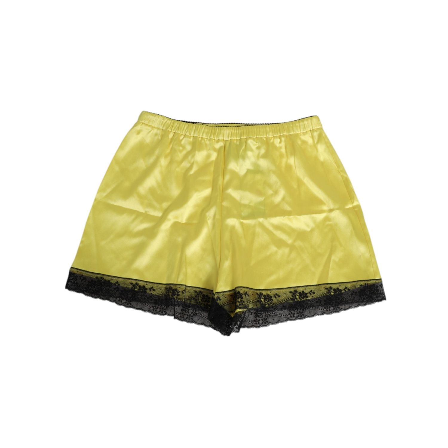 Dolce & Gabbana Yellow Satin Silk Mid Waist Underwear Shorts