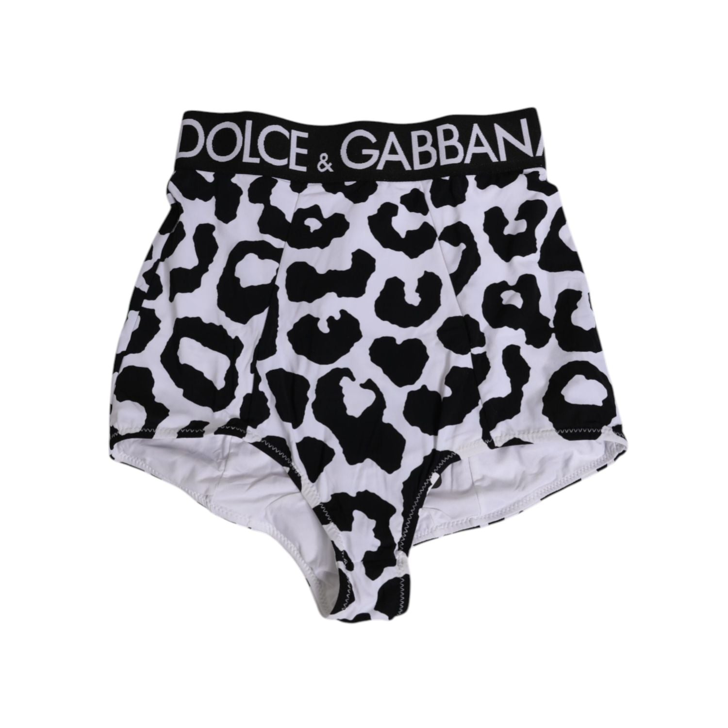 Dolce & Gabbana White Leopard Nylon High Waist Girdle Underwear
