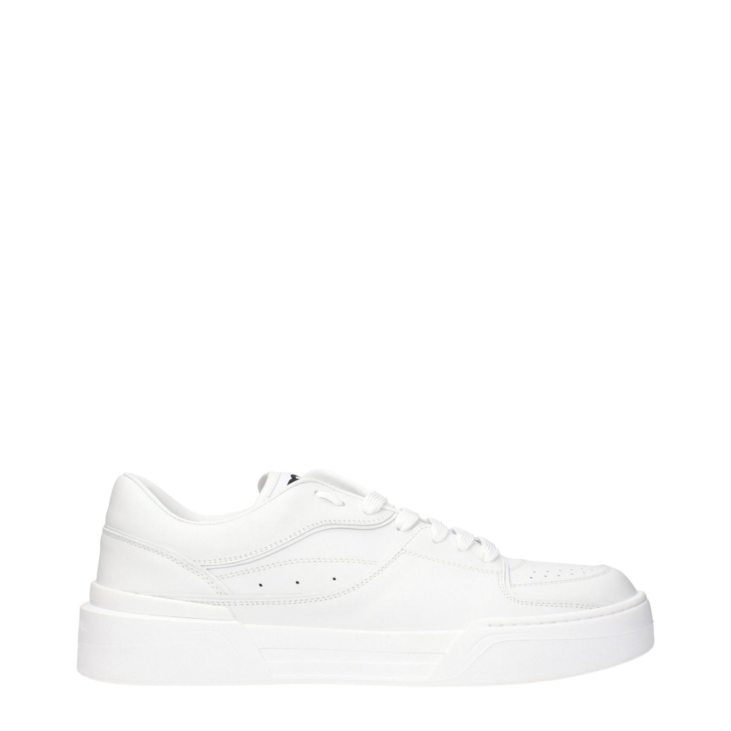 Dolce & Gabbana White Leather Low Top Sneakers with logo details and sleek design, perfect for stylish footwear enthusiasts.