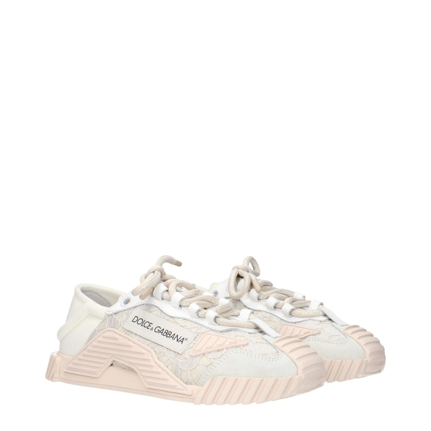 Dolce & Gabbana Gray Fabric Sneakers with front logo and side logo accents, stylish and modern sneaker design.