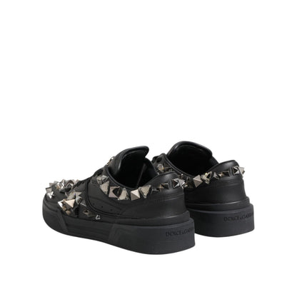 Dolce & Gabbana Black Portofino Studded Men Sneakers Shoes