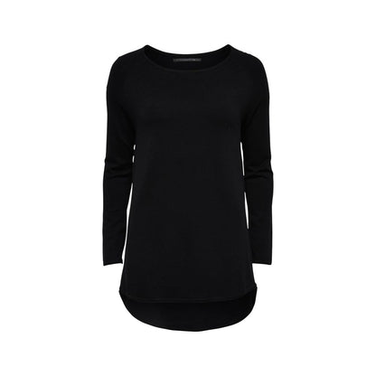 Only Black Viscose Sweatshirt with long sleeves and asymmetric cut, perfect for versatile occasions, made from viscose and polyamide.