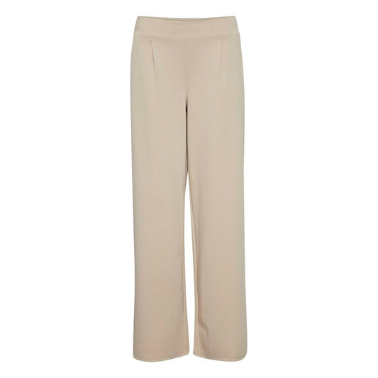 ICHI Beige Recycled Polyurethane Casual Pants