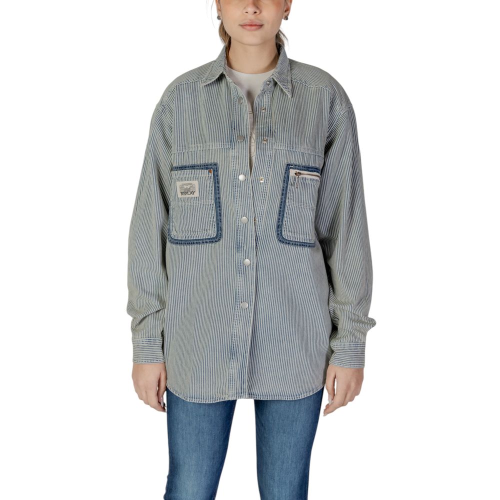Replay Blue Cotton Blouse
