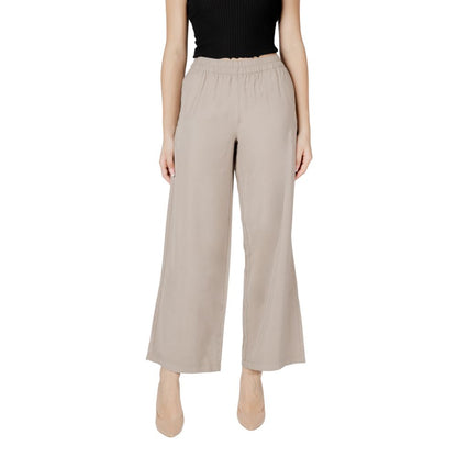 Only Beige Viscose Casual Pants