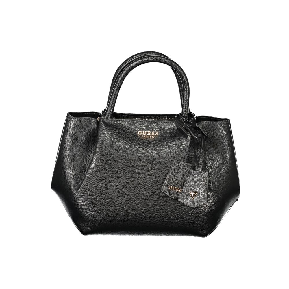 Guess Jeans black polyethylene handbag with dual handles and logo tag.