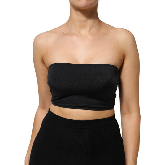 Dolce & Gabbana Black Nylon Blend Bandeau Strapless Tube Top