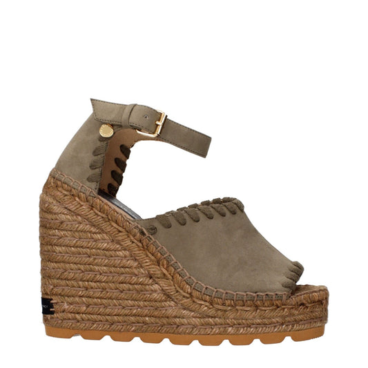 Stella McCartney Green Leather Wedge Sandals