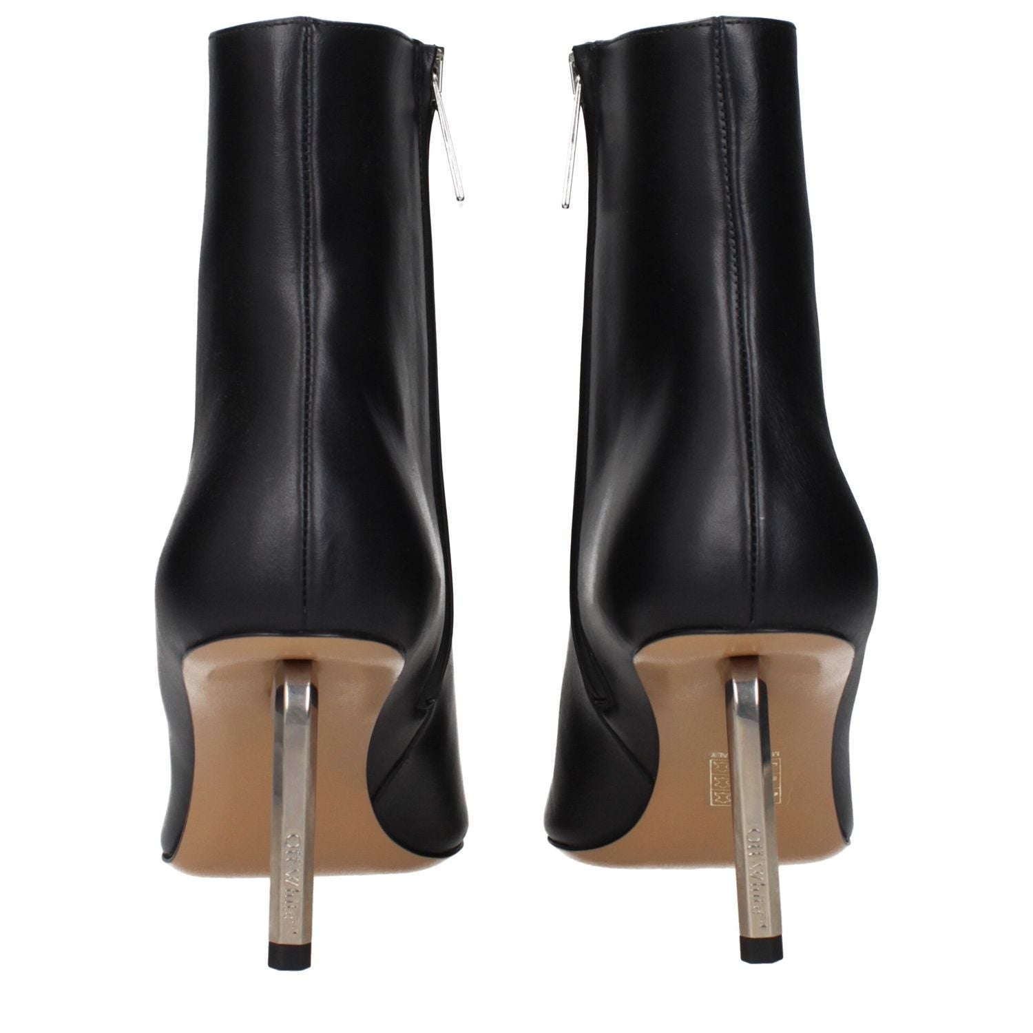Off-White Black Leather Ankle Boots