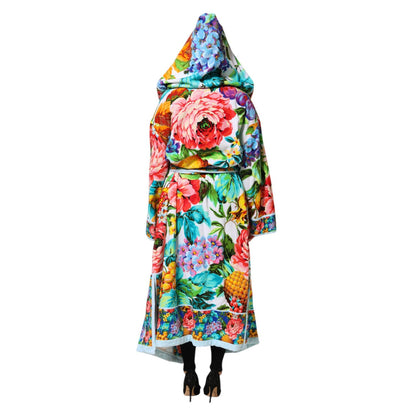 Dolce & Gabbana Multicolor Floral Print Belted Bathrobe Coat Jacket