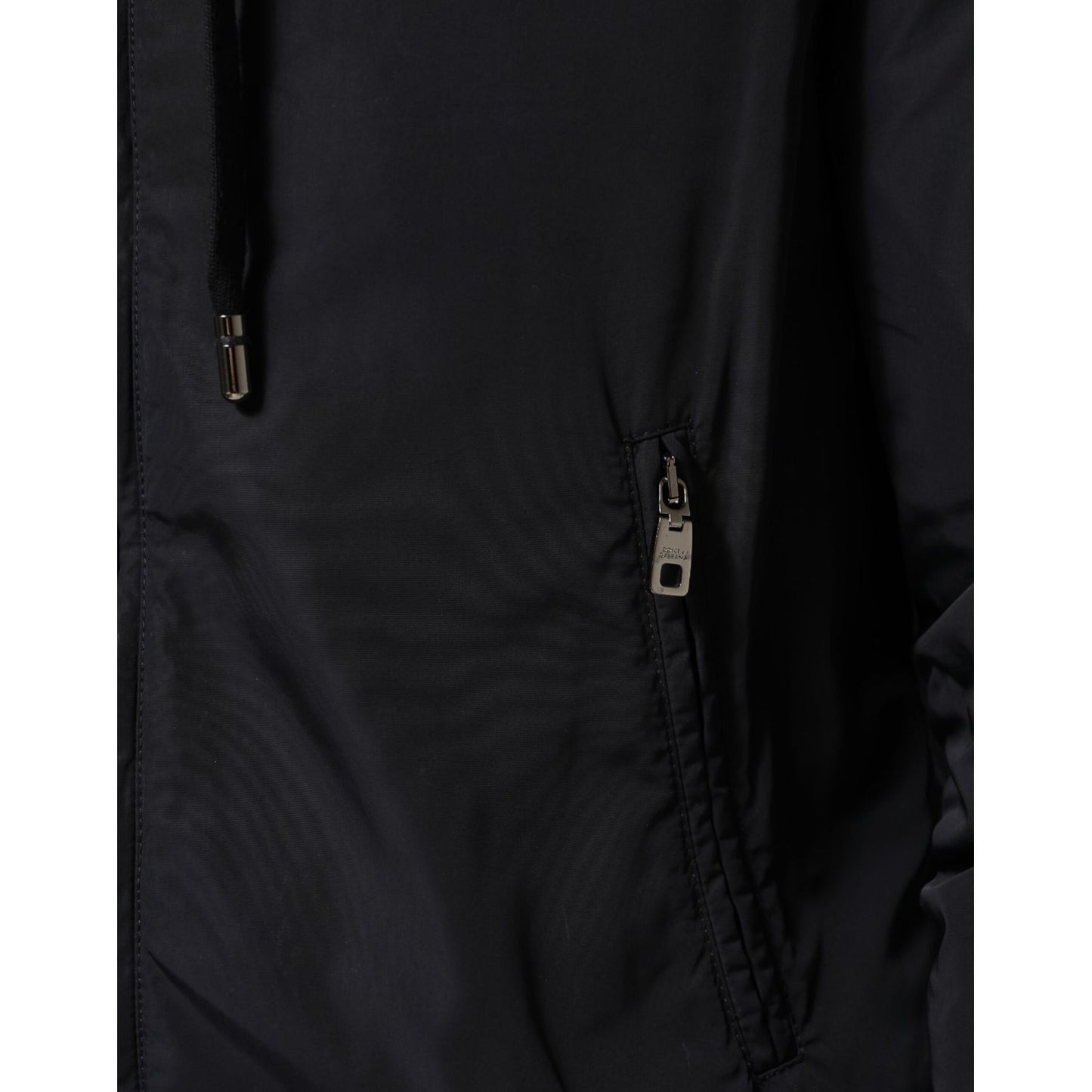 Dolce & Gabbana Blue Logo Tape Hooded Full Zip Bomber Jacket