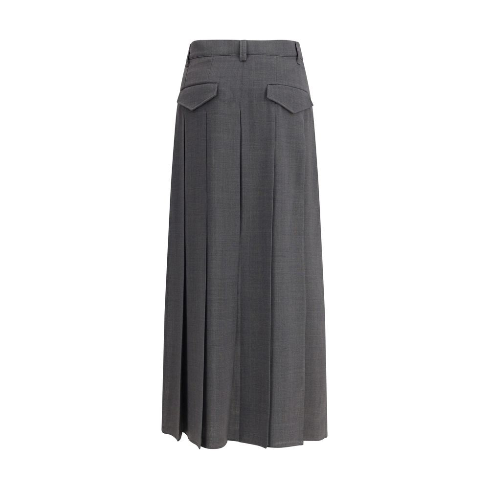 Brunello Cucinelli Gray Polyester Long Skirt