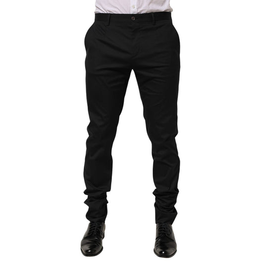 Dolce & Gabbana Black Cotton Formal Dress Men Trouser Pants