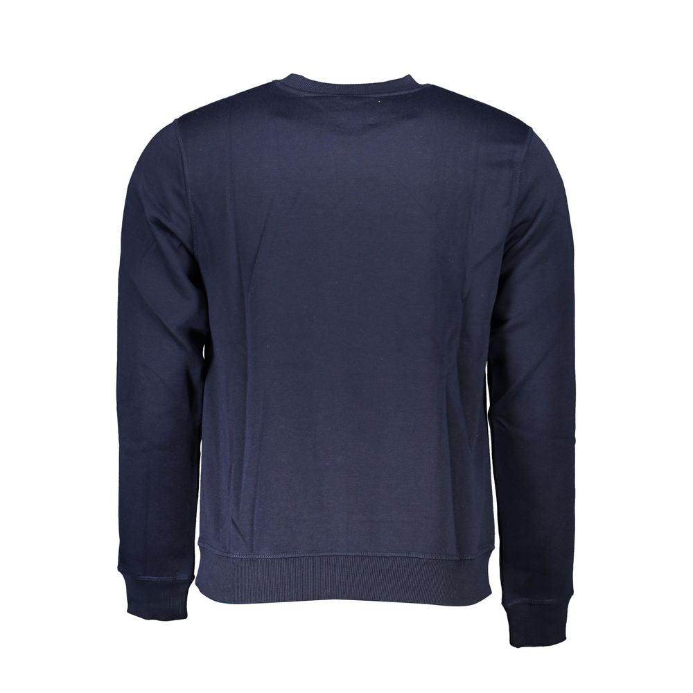 Gianmarco Venturi Blue Cotton Sweatshirt with long sleeves, fleece material, crew neck, and embroidered logo.