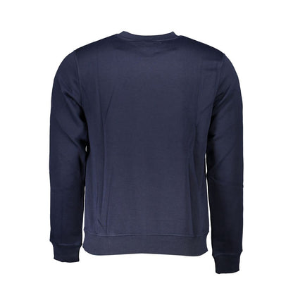 Gianmarco Venturi Blue Cotton Sweatshirt with long sleeves, fleece material, crew neck, and embroidered logo.
