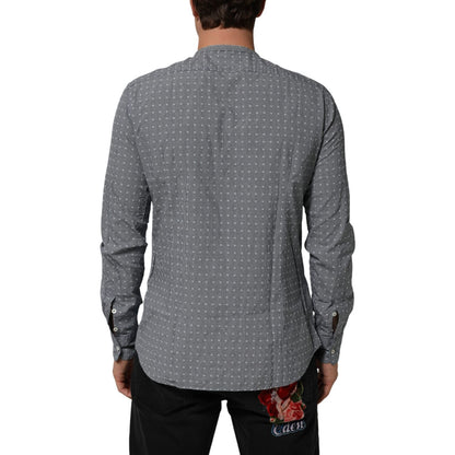 AGLINI Gray Polka Dot Cotton Button Down Long Sleeves Shirt