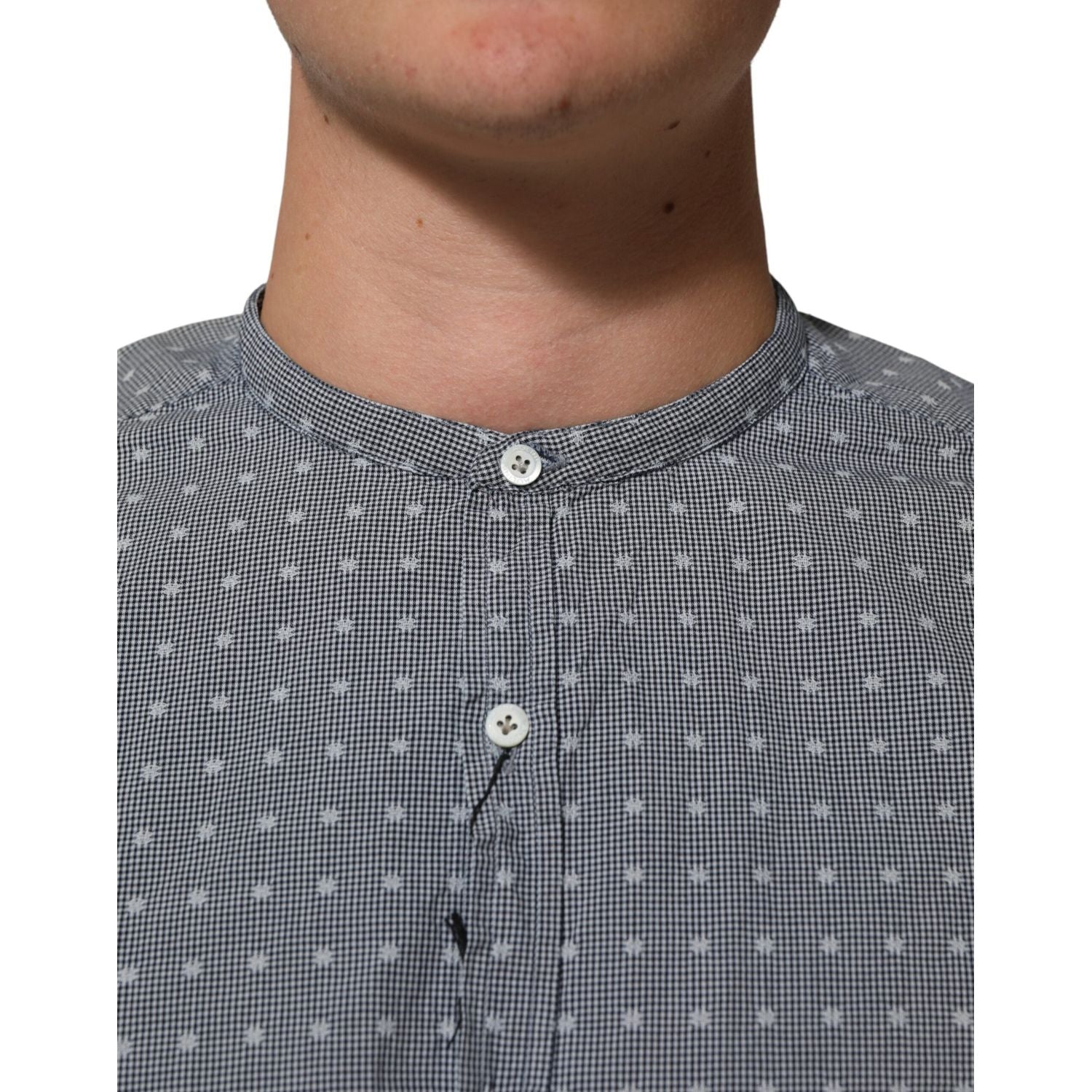 AGLINI Gray Polka Dot Cotton Button Down Long Sleeves Shirt