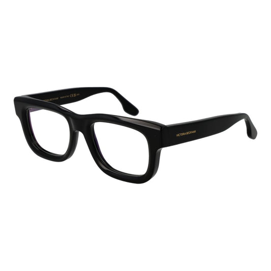 Victoria Beckham Black Acetate Glasses (Frames) with full-rim black acetate frame and branded case. Stylish rectangular design for women.