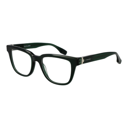 Trussardi Green Acetate Glasses (Frames) full-rim rectangle style for men with demo lenses, spring hinge, includes branded case.