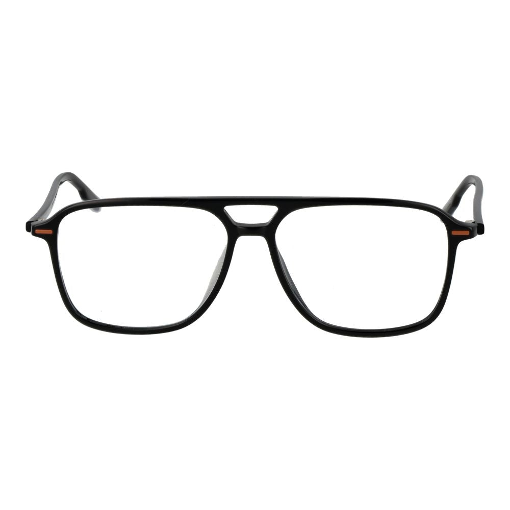 Ermenegildo Zegna Black Acetate Glasses (Frames) with full-rim aviator style and demo lenses, includes branded case.