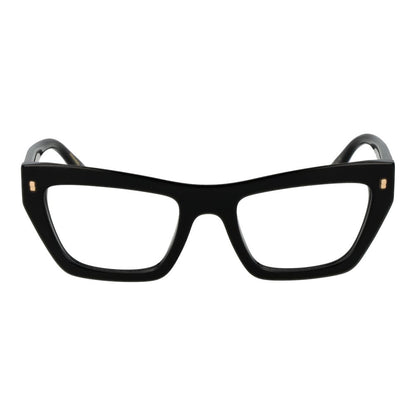 Dsquared² Black Acetate Glasses (Frames) for women, full-rim cat eye style with demo lenses, 52-20-145 size, black color.