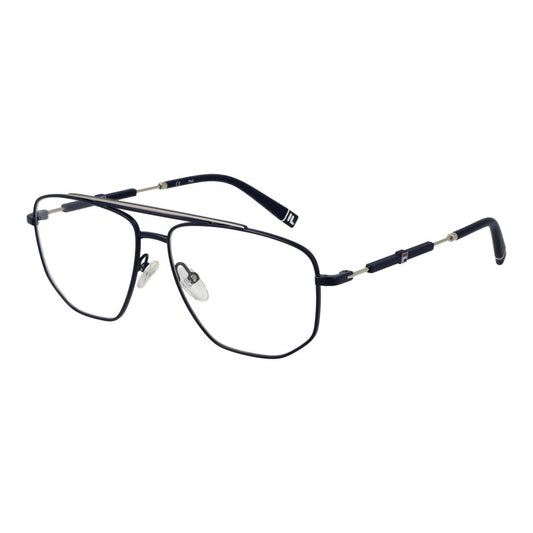 Fila Blue Stainless Steel Glasses (Frames) full-rim aviator style for men with demo lenses and branded case included.