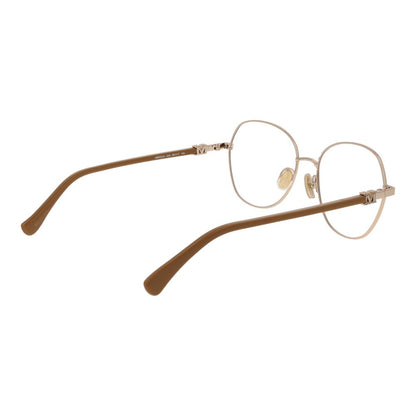Max Mara Gold Metal Glasses (Frames) with butterfly style, full-rim design, gold metal frame, and plastic demo lenses. Size 54-17-140.