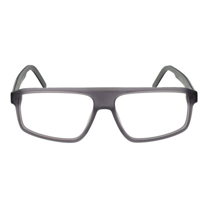 Hugo Boss Gray Acetate Glasses (Frames) for men with full-rim rectangle design, grey acetate frame, and demo lenses, size 56-14-145.