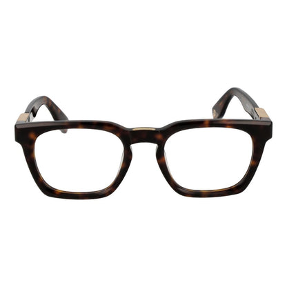 Police Brown Cellulose Acetate Glasses (Frames) with full-rim square shape, 53mm lens width; includes branded case, demo plastic lenses.