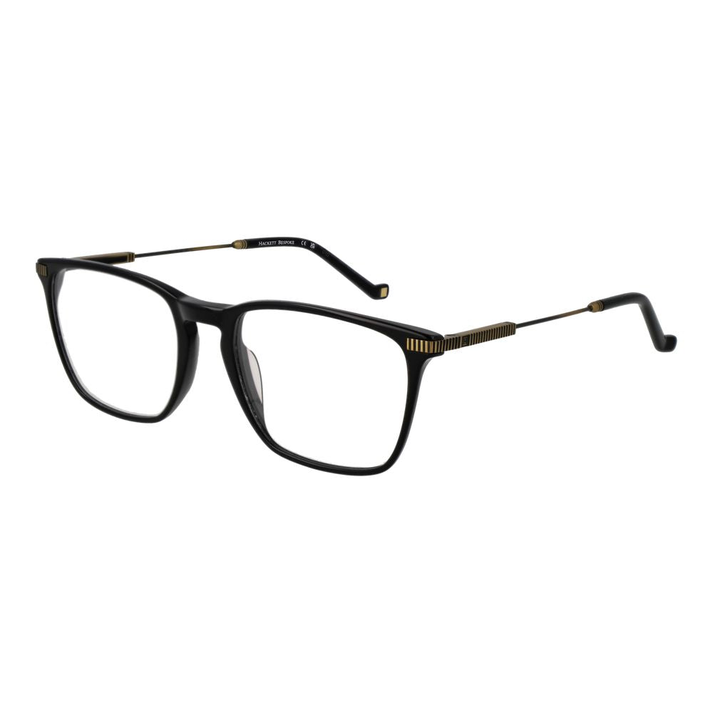 Hackett Black Acetate Glasses (Frames) for men with full-rim rectangle style and demo lenses, frame in black acetate, size 55-19-145.