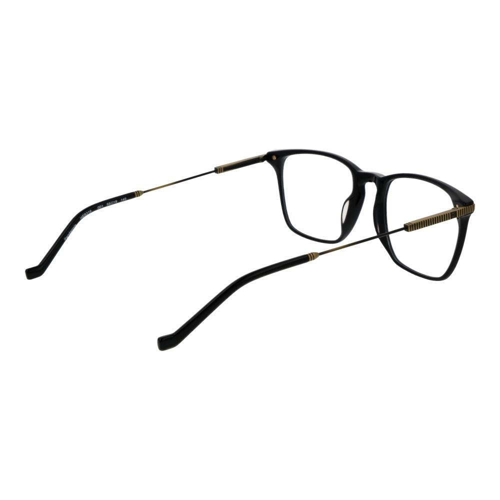 Hackett Black Acetate Glasses (Frames), full-rim rectangle, black acetate, demo plastic lenses, men's eyewear, size 55-19-145.