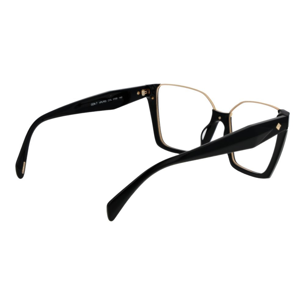 Police Black Cellulose Acetate Glasses (Frames) for women with square full-rim design and demo lenses.