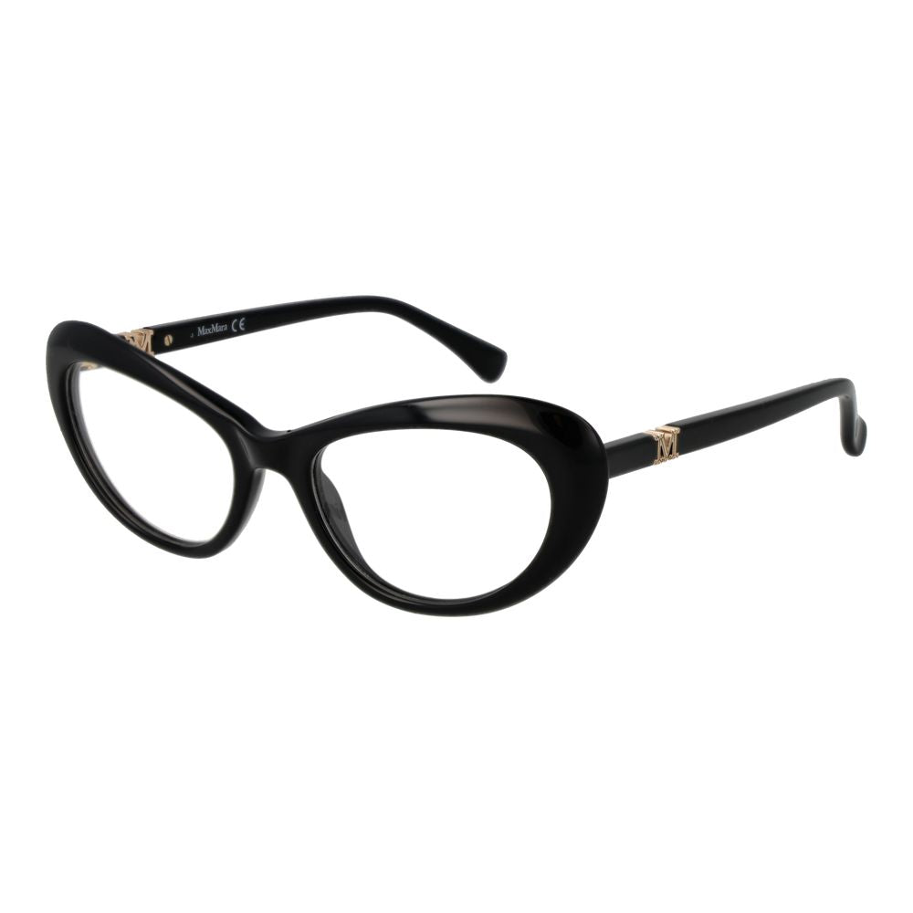 Max Mara Black Plastic Glasses (Frames), full-rim butterfly style with demo lenses, black frame, women’s eyewear.