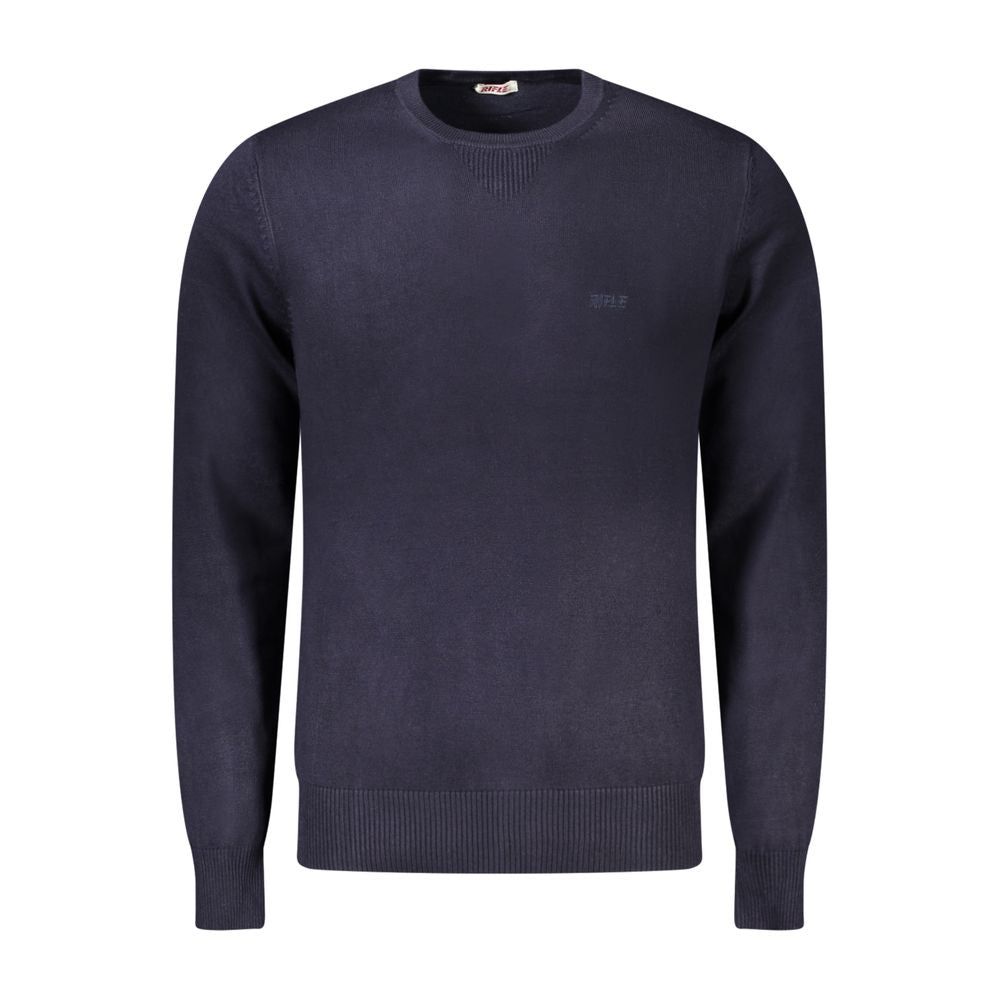 Rifle Blue Nylon Sweater featuring long sleeves, crew neck, and embroidered logo.
