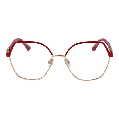 Marciano by Guess Red Metal Glasses (Frames) for women, square full-rim design, demo lenses, size 55-15-140, includes branded case.