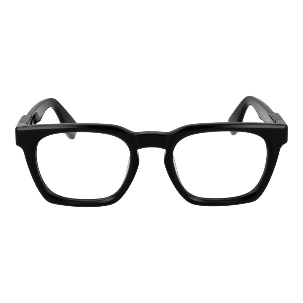 Police Black Cellulose Acetate Glasses (Frames) for men with full-rim rectangular black frame and plastic lenses.