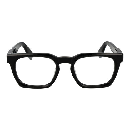 Police Black Cellulose Acetate Glasses (Frames) for men with full-rim rectangular black frame and plastic lenses.