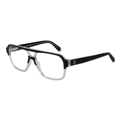 Guess Black Acetate Glasses (Frames) for men in full-rim aviator style with demo lenses and spring hinge, includes branded case.