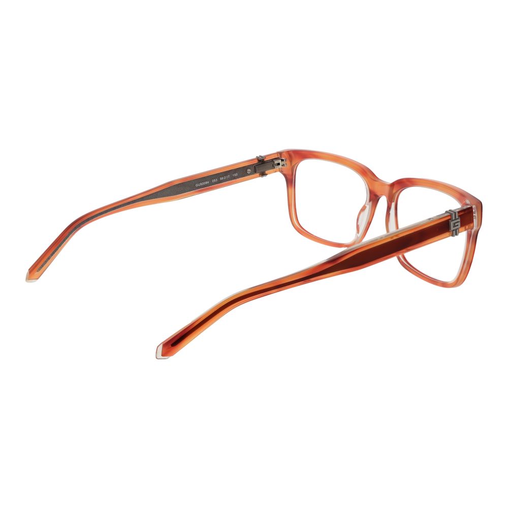 Guess Orange Acetate Glasses (Frames) in rectangular style with full-rim design, featuring spring hinge and demo lenses for men.