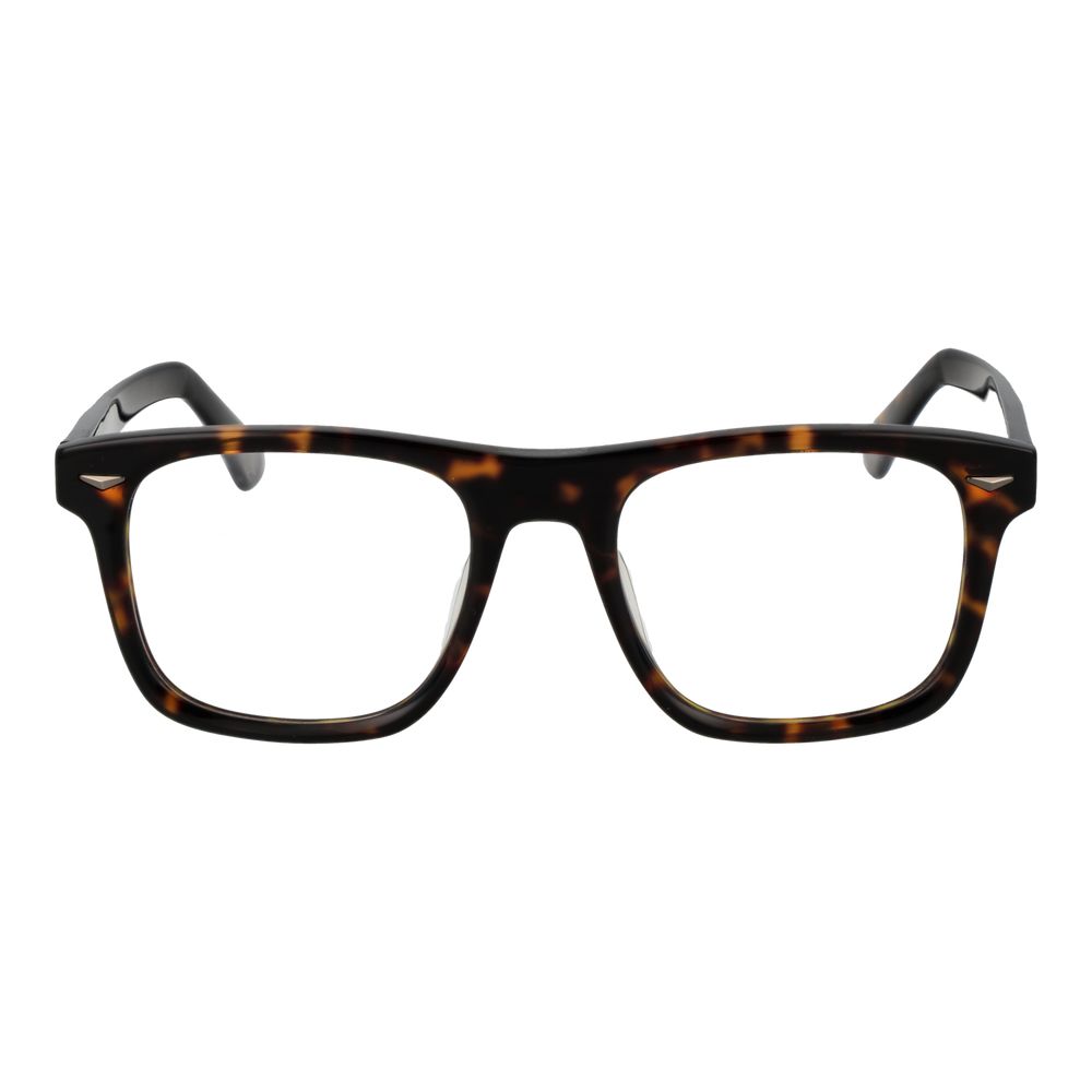 Police Brown Cellulose Acetate Glasses (Frames) with square full-rim design for men, demo lenses, and brown color.