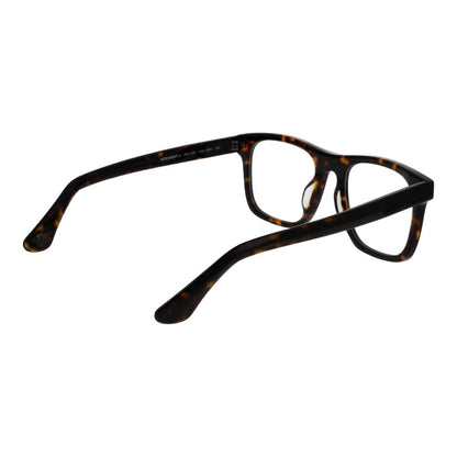 Police Brown Cellulose Acetate Glasses (Frames) full-rim square style, tortoiseshell pattern, men's eyewear, frame width 145mm.