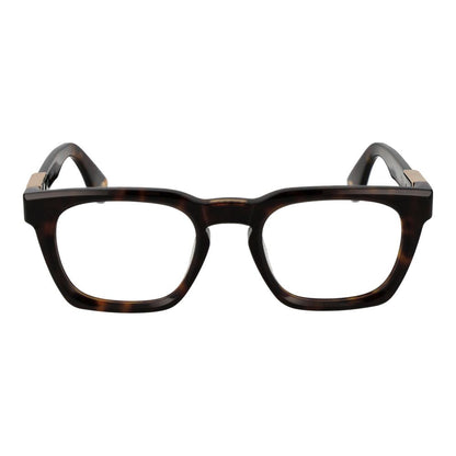 Police Brown Cellulose Acetate Glasses (Frames), full-rim square design with demo lenses in brown acetate for men, size 51-22-145.